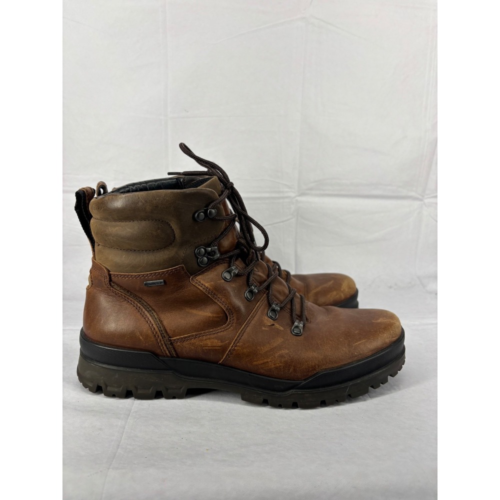 ECCO Track Hiking Boots Mens Brown Leather Gore-Tex Waterproof Lace Up Ankle 46